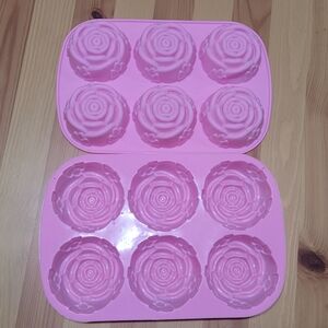 Rose Flower Silicone Mold For Chocolate Candles Soap, Set Of 2
